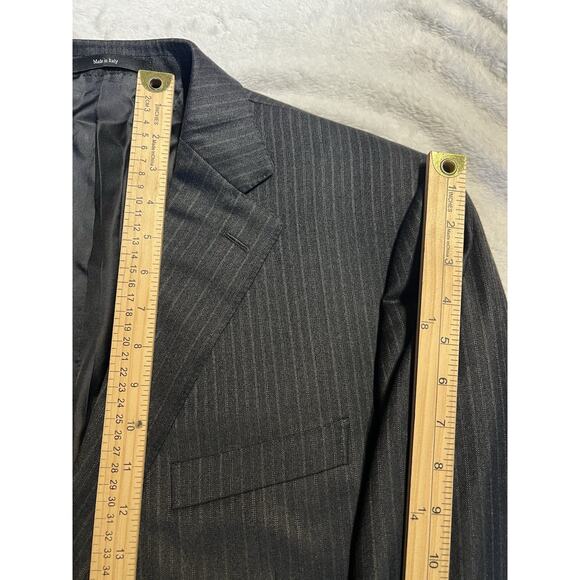 Ermenegilzo Zegna Trofeo Mens 46R 36x29 ROMA Gray Stripe Flannel Suit 3/2 Roll - Picture 12 of 16